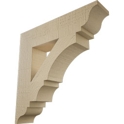 Ekena Millwork - BKTUR035X16X16BOA01RCPR - Timberthane Faux Wood Balboa Style Bracket, Traditional Ends, 3 1/2"W x 16"D x 16"H, Primed Tan