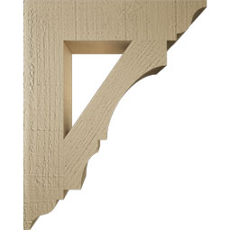 Ekena Millwork - BKTUR035X16X20BOA01RCPR - Timberthane Faux Wood Balboa Style Bracket, Traditional Ends, 3 1/2"W x 16"D x 20"H, Primed Tan