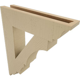 Ekena Millwork - BKTUR035X16X20BOA01RCPR - Timberthane Faux Wood Balboa Style Bracket, Traditional Ends, 3 1/2"W x 16"D x 20"H, Primed Tan