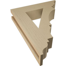 Ekena Millwork - BKTUR035X16X20BOA01RCPR - Timberthane Faux Wood Balboa Style Bracket, Traditional Ends, 3 1/2"W x 16"D x 20"H, Primed Tan