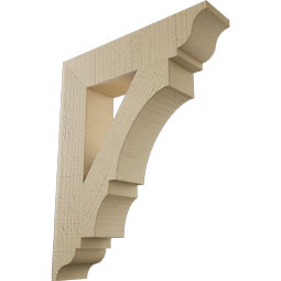 Ekena Millwork - BKTUR035X16X20BOA01RCPR - Timberthane Faux Wood Balboa Style Bracket, Traditional Ends, 3 1/2"W x 16"D x 20"H, Primed Tan