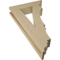 Ekena Millwork - BKTUR035X16X28BOA01RCPR - Timberthane Faux Wood Balboa Style Bracket, Traditional Ends, 3 1/2"W x 16"D x 28"H, Primed Tan