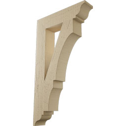 Ekena Millwork - BKTUR035X16X28BOA01RCPR - Timberthane Faux Wood Balboa Style Bracket, Traditional Ends, 3 1/2"W x 16"D x 28"H, Primed Tan