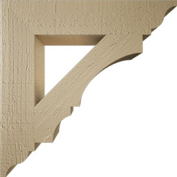 Ekena Millwork - BKTUR035X18X18BOA01RCPR - Timberthane Faux Wood Balboa Style Bracket, Traditional Ends, 3 1/2"W x 18"D x 18"H, Primed Tan