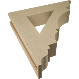 Ekena Millwork - BKTUR035X18X18BOA01RCPR - Timberthane Faux Wood Balboa Style Bracket, Traditional Ends, 3 1/2"W x 18"D x 18"H, Primed Tan
