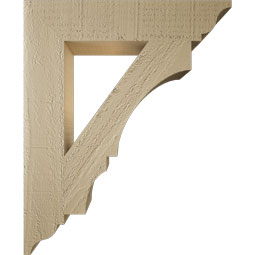 Ekena Millwork - BKTUR035X18X22BOA01RCPR - Timberthane Faux Wood Balboa Style Bracket, Traditional Ends, 3 1/2"W x 18"D x 22"H, Primed Tan