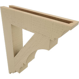 Ekena Millwork - BKTUR035X18X22BOA01RCPR - Timberthane Faux Wood Balboa Style Bracket, Traditional Ends, 3 1/2"W x 18"D x 22"H, Primed Tan