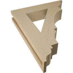 Ekena Millwork - BKTUR035X18X22BOA01RCPR - Timberthane Faux Wood Balboa Style Bracket, Traditional Ends, 3 1/2"W x 18"D x 22"H, Primed Tan