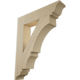 Ekena Millwork - BKTUR035X18X22BOA01RCPR - Timberthane Faux Wood Balboa Style Bracket, Traditional Ends, 3 1/2"W x 18"D x 22"H, Primed Tan