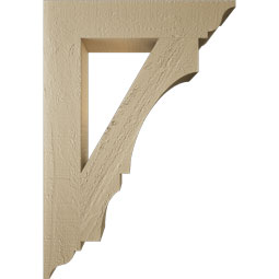 Ekena Millwork - BKTUR035X18X26BOA01RCPR - Timberthane Faux Wood Balboa Style Bracket, Traditional Ends, 3 1/2"W x 18"D x 26"H, Primed Tan