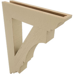 Ekena Millwork - BKTUR035X18X26BOA01RCPR - Timberthane Faux Wood Balboa Style Bracket, Traditional Ends, 3 1/2"W x 18"D x 26"H, Primed Tan