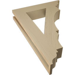 Ekena Millwork - BKTUR035X18X26BOA01RCPR - Timberthane Faux Wood Balboa Style Bracket, Traditional Ends, 3 1/2"W x 18"D x 26"H, Primed Tan