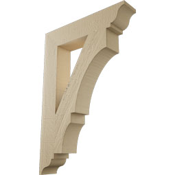 Ekena Millwork - BKTUR035X18X26BOA01RCPR - Timberthane Faux Wood Balboa Style Bracket, Traditional Ends, 3 1/2"W x 18"D x 26"H, Primed Tan