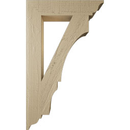 Ekena Millwork - BKTUR035X18X30BOA01RCPR - Timberthane Faux Wood Balboa Style Bracket, Traditional Ends, 3 1/2"W x 18"D x 30"H, Primed Tan