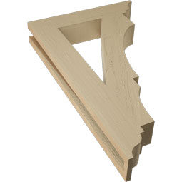 Ekena Millwork - BKTUR035X18X30BOA01RCPR - Timberthane Faux Wood Balboa Style Bracket, Traditional Ends, 3 1/2"W x 18"D x 30"H, Primed Tan