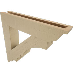 Ekena Millwork - BKTUR035X20X20BOA01RCPR - Timberthane Faux Wood Balboa Style Bracket, Traditional Ends, 3 1/2"W x 20"D x 20"H, Primed Tan