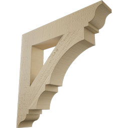 Ekena Millwork - BKTUR035X20X20BOA01RCPR - Timberthane Faux Wood Balboa Style Bracket, Traditional Ends, 3 1/2"W x 20"D x 20"H, Primed Tan
