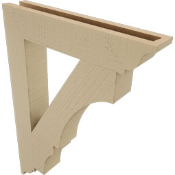 Ekena Millwork - BKTUR035X20X28BOA01RCPR - Timberthane Faux Wood Balboa Style Bracket, Traditional Ends, 3 1/2"W x 20"D x 28"H, Primed Tan