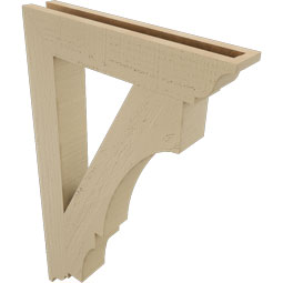 Ekena Millwork - BKTUR035X20X32BOA01RCPR - Timberthane Faux Wood Balboa Style Bracket, Traditional Ends, 3 1/2"W x 20"D x 32"H, Primed Tan