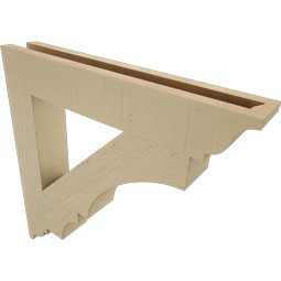 Ekena Millwork - BKTUR035X22X22BOA01RCPR - Timberthane Faux Wood Balboa Style Bracket, Traditional Ends, 3 1/2"W x 22"D x 22"H, Primed Tan