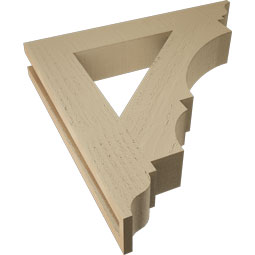 Ekena Millwork - BKTUR035X22X22BOA01RCPR - Timberthane Faux Wood Balboa Style Bracket, Traditional Ends, 3 1/2"W x 22"D x 22"H, Primed Tan