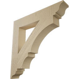 Ekena Millwork - BKTUR035X22X22BOA01RCPR - Timberthane Faux Wood Balboa Style Bracket, Traditional Ends, 3 1/2"W x 22"D x 22"H, Primed Tan