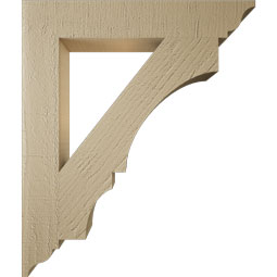Ekena Millwork - BKTUR035X22X26BOA01RCPR - Timberthane Faux Wood Balboa Style Bracket, Traditional Ends, 3 1/2"W x 22"D x 26"H, Primed Tan