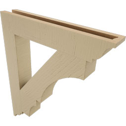Ekena Millwork - BKTUR035X22X26BOA01RCPR - Timberthane Faux Wood Balboa Style Bracket, Traditional Ends, 3 1/2"W x 22"D x 26"H, Primed Tan