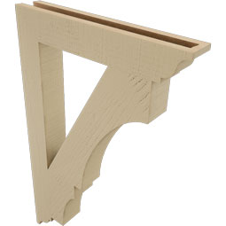 Ekena Millwork - BKTUR035X22X34BOA01RCPR - Timberthane Faux Wood Balboa Style Bracket, Traditional Ends, 3 1/2"W x 22"D x 34"H, Primed Tan