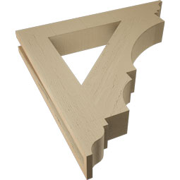 Ekena Millwork - BKTUR035X24X24BOA01RCPR - Timberthane Faux Wood Balboa Style Bracket, Traditional Ends, 3 1/2"W x 24"D x 24"H, Primed Tan