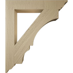 Ekena Millwork - BKTUR035X24X28BOA01RCPR - Timberthane Faux Wood Balboa Style Bracket, Traditional Ends, 3 1/2"W x 24"D x 28"H, Primed Tan