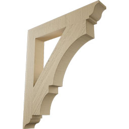 Ekena Millwork - BKTUR035X24X28BOA01RCPR - Timberthane Faux Wood Balboa Style Bracket, Traditional Ends, 3 1/2"W x 24"D x 28"H, Primed Tan