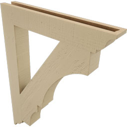 Ekena Millwork - BKTUR035X24X32BOA01RCPR - Timberthane Faux Wood Balboa Style Bracket, Traditional Ends, 3 1/2"W x 24"D x 32"H, Primed Tan