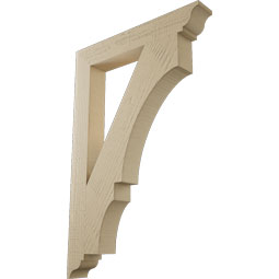 Ekena Millwork - BKTUR035X24X36BOA01RCPR - Timberthane Faux Wood Balboa Style Bracket, Traditional Ends, 3 1/2"W x 24"D x 36"H, Primed Tan