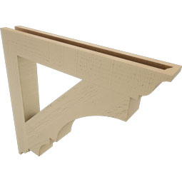 Ekena Millwork - BKTUR035X26X26BOA01RCPR - Timberthane Faux Wood Balboa Style Bracket, Traditional Ends, 3 1/2"W x 26"D x 26"H, Primed Tan