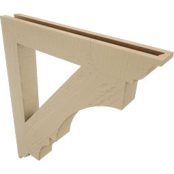 Ekena Millwork - BKTUR035X26X30BOA01RCPR - Timberthane Faux Wood Balboa Style Bracket, Traditional Ends, 3 1/2"W x 26"D x 30"H, Primed Tan