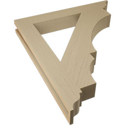 Ekena Millwork - BKTUR035X26X30BOA01RCPR - Timberthane Faux Wood Balboa Style Bracket, Traditional Ends, 3 1/2"W x 26"D x 30"H, Primed Tan