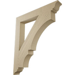 Ekena Millwork - BKTUR035X26X30BOA01RCPR - Timberthane Faux Wood Balboa Style Bracket, Traditional Ends, 3 1/2"W x 26"D x 30"H, Primed Tan