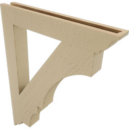 Ekena Millwork - BKTUR035X26X34BOA01RCPR - Timberthane Faux Wood Balboa Style Bracket, Traditional Ends, 3 1/2"W x 26"D x 34"H, Primed Tan