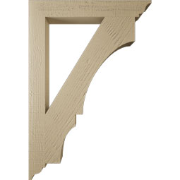 Ekena Millwork - BKTUR035X26X38BOA01RCPR - Timberthane Faux Wood Balboa Style Bracket, Traditional Ends, 3 1/2"W x 26"D x 38"H, Primed Tan