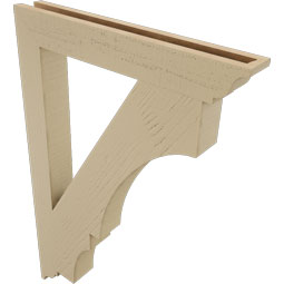 Ekena Millwork - BKTUR035X26X38BOA01RCPR - Timberthane Faux Wood Balboa Style Bracket, Traditional Ends, 3 1/2"W x 26"D x 38"H, Primed Tan