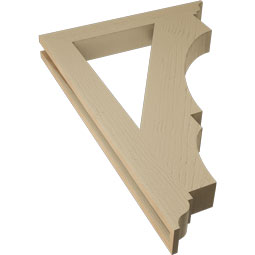 Ekena Millwork - BKTUR035X26X38BOA01RCPR - Timberthane Faux Wood Balboa Style Bracket, Traditional Ends, 3 1/2"W x 26"D x 38"H, Primed Tan