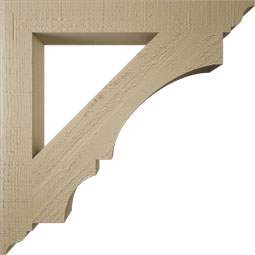 Ekena Millwork - BKTUR035X28X28BOA01RCPR - Timberthane Faux Wood Balboa Style Bracket, Traditional Ends, 3 1/2"W x 28"D x 28"H, Primed Tan