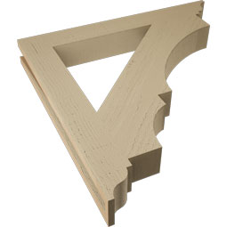 Ekena Millwork - BKTUR035X28X28BOA01RCPR - Timberthane Faux Wood Balboa Style Bracket, Traditional Ends, 3 1/2"W x 28"D x 28"H, Primed Tan