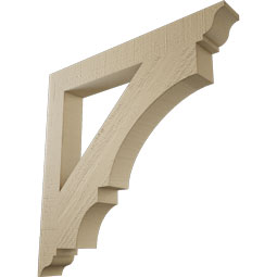 Ekena Millwork - BKTUR035X28X28BOA01RCPR - Timberthane Faux Wood Balboa Style Bracket, Traditional Ends, 3 1/2"W x 28"D x 28"H, Primed Tan