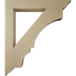 Ekena Millwork - BKTUR035X28X32BOA01RCPR - Timberthane Faux Wood Balboa Style Bracket, Traditional Ends, 3 1/2"W x 28"D x 32"H, Primed Tan