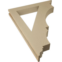Ekena Millwork - BKTUR035X28X36BOA01RCPR - Timberthane Faux Wood Balboa Style Bracket, Traditional Ends, 3 1/2"W x 28"D x 36"H, Primed Tan