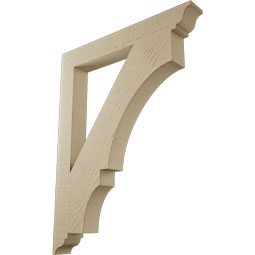 Ekena Millwork - BKTUR035X28X36BOA01RCPR - Timberthane Faux Wood Balboa Style Bracket, Traditional Ends, 3 1/2"W x 28"D x 36"H, Primed Tan
