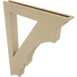 Ekena Millwork - BKTUR035X28X40BOA01RCPR - Timberthane Faux Wood Balboa Style Bracket, Traditional Ends, 3 1/2"W x 28"D x 40"H, Primed Tan
