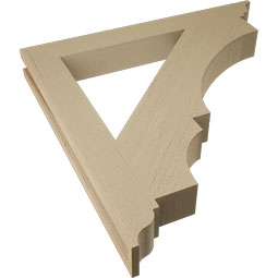 Ekena Millwork - BKTUR035X30X30BOA01RCPR - Timberthane Faux Wood Balboa Style Bracket, Traditional Ends, 3 1/2"W x 30"D x 30"H, Primed Tan